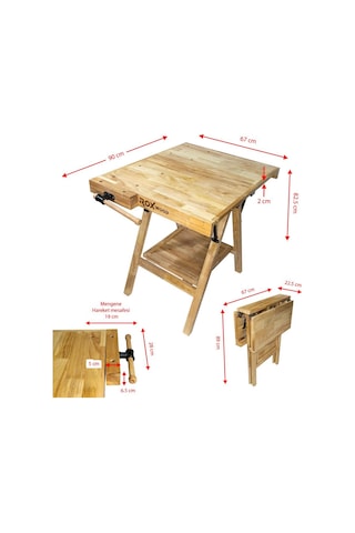 Rox Wood 0338 Mengeneli Katlanır Ahşap Marangoz Çalışma Tezgahı