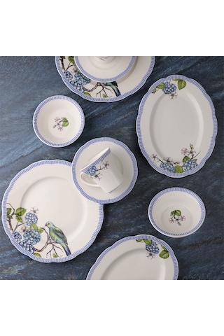 Kütahya Porselen Olympos Dkr-12587 28 Parça 6 Kişilik Bone Kahvaltı Takımı Mavi - Beyaz
