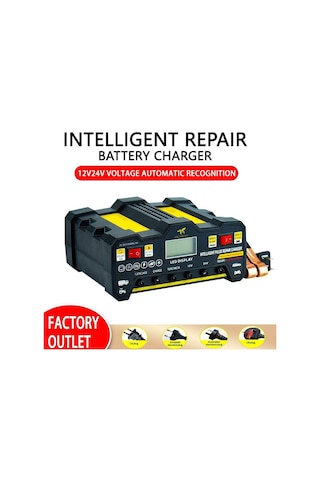 12v24v 220w Araç Akü Şarj Cihazı, Tam Otomatik Yüksek Frekanslı Akıllı Darbe Onarım Şarj Cihazı, Lcd Ekran Yüksek Güçlü Şarj Cihazı