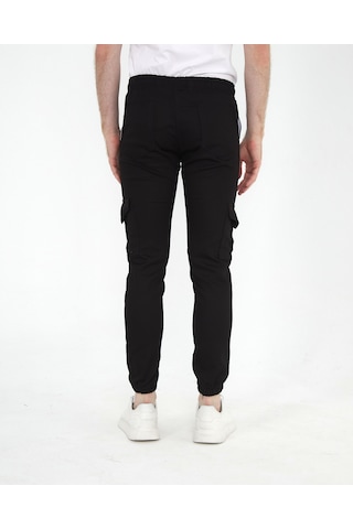 Kmk Kombin Slim Fit Beli Ve Paçası Lastikli Kargo Cep Pantolon SİYAH Siyah