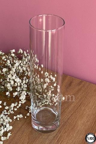 Delizli El İmalati 10 Cm X 15 Cm - El İşciliği Silindir Vazo Cam Ps150 Kalın Tabandır Kesinlikle Beyaz