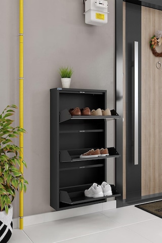 Ceha 3'lü Metal Ayakkabılık - Siyah/Aynalı K.AYK-3/A/P9005