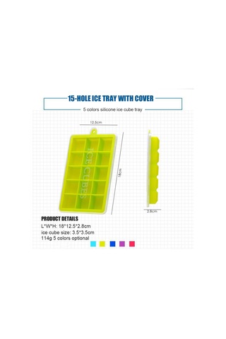 Hangfox Silikon Buz Küp Kalıbı 15 Deliği, Isı Soğuk Dayanıklı, Çekebilir Kapaklı, Kolay Çıkartma, Fırınlık, Bebek Maması, Dishwasher Güvenli - Mor/mavi/yeşil Çok Renkli