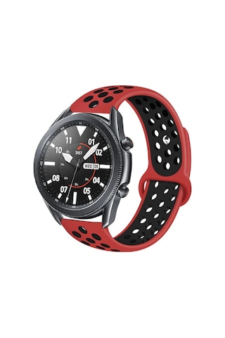 Ekılıf - Xiaomi Amazfit Pace Uyumlu - Kordon Silikon Kordon Krd-02 - Kırmızı-siyah