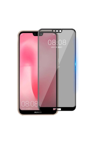 Huawei P20 Lite New 5D Privacy Hayalet Cam Ekran Koruyucu Siyah
