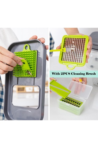 22'si 1 Arada Çok Fonksiyonlu Sebze Doğrayıcı Konteynerli Gri Gri