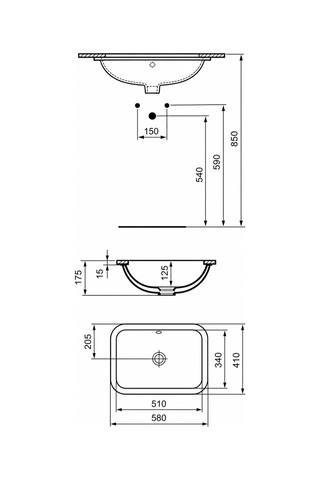 Connect Tezgahaltı Dikdörtgen Lavabo Beyaz