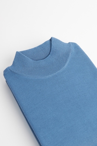 Tudors Erkek Slim Fit Dar Kesim Yarım Balıkçı Yaka Düz İndigo Triko Kazak-32483 Indıgo İndigo
