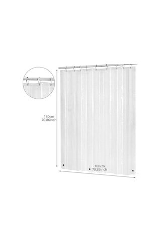 180cmx180cm Plastik Peva Su Geçirmez Duş Perdesi Şeffaf Beyaz Şeffaf Banyo Perdesi Lüks Banyo Perdesi Kancalı Şeffaf