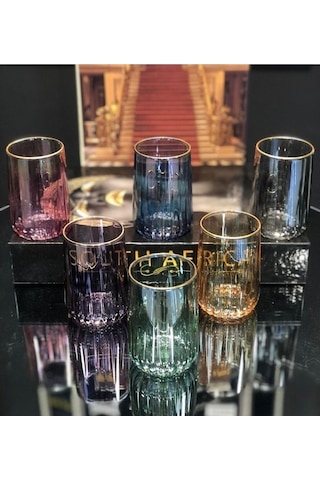 Alfafe Home Diamond Renkli Kahve Yanı 6lı Su Bardağı Renkli
