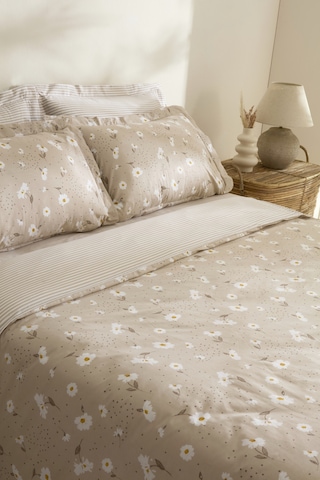 Karaca Home Daisy %100 Pamuk Çift Kişilik Nevresim Takımı Bej