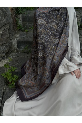Qalortex Scarf Pamuklu Etnik Desen Şal-kahve