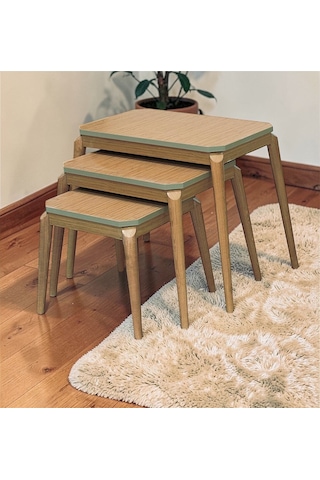 Msy Home Roma 3 Lü Pratik İç İçe Geçen Zigon,yan,orta Sehpa Mdf Modern Sehpa Takımı Ekru