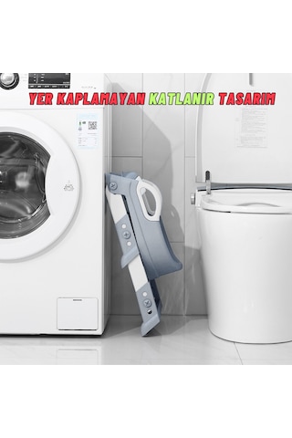 Dekohop Çocuk Merdivenli Klozet Adaptörü Yükseklik Ayarlı Pratik Gri