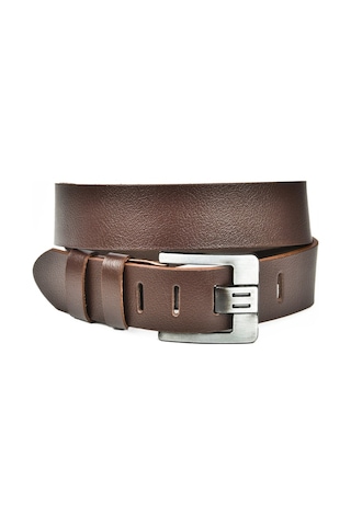 Deepsea Erkek Kahve Özel Yapım %100 Hakiki Manda Derisi Kot Kemeri 4,5 Cm Kalın Dilli Orjinal Deri Kemer 1801312 Kahve