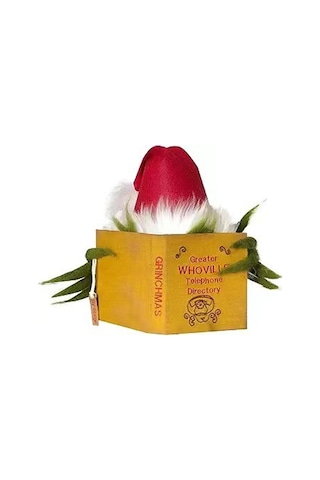 Noel Ağacı Tepesi Kareli Komik Grinch Peluş Bebek Dekorasyonu Noel Ağacı Süsü Tatil Hediyesi