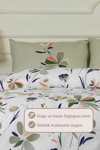 Elart Mary Nevresim Takımı Tek Kişilik %100 Pamuk Ranforce Lastikli Çarşaf 160xx220 Cm Yeşil Yeşil