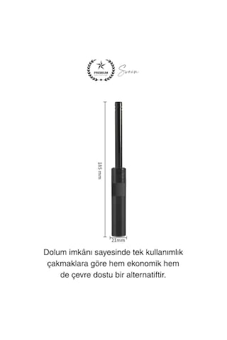 Premium 18 Cm Basmalı Uzun Mutfak Çakmağı Ve Yedek Gazlı 250 Ml Mum Mangal Kamp İçin Normal Alev