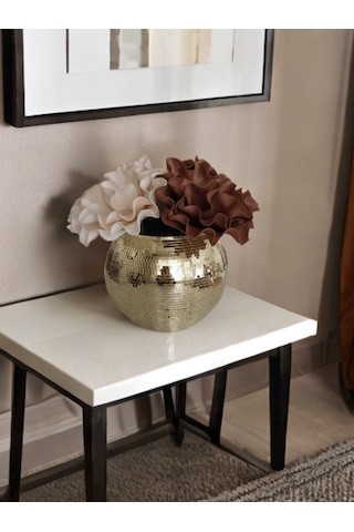 Işıltı Home Desıgn Aynalı Cam Vazo Açık Gold Büyük Boy