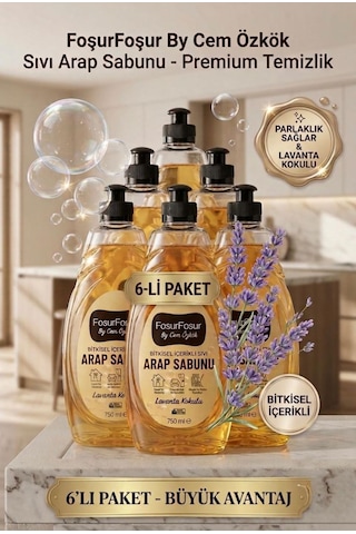 Foşurfoşur By Cem Özkök Lavanta Kokulu Bitkisel Sıvı Arap Sabunu 6 x 750 ML