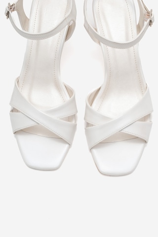 Melin Sedef Cilt Çapraz Bantlı Kadın Topuklu Ayakkabı Sedef