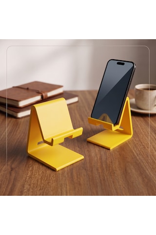 Şarj Kanallı Masaüstü Telefon Standı Sarı