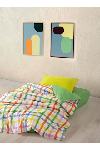 Cozy Home Popping Colors Tek Kişilik Lastikli Çarşaflı Nevresim Takımı Hype Yeşil