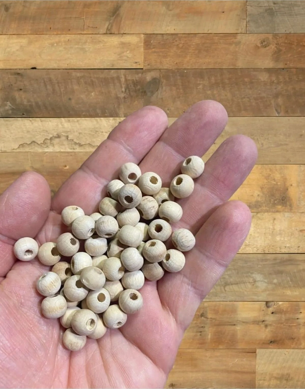 10 Mm Ham Ahşap Yuvarlak Boncuk 200 Adet