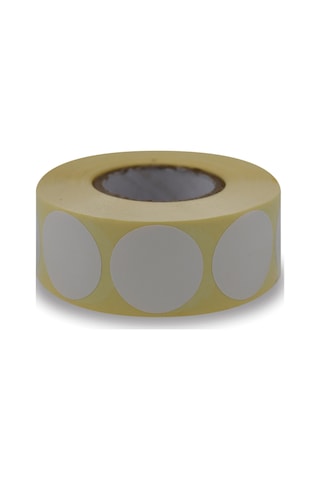 Kuşe Etiket 30mm Çap Ruloda 1000 Adet 40mm Kuka Çapında Baskısız Nokta Etiketi