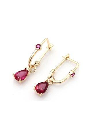 Renkli Taşlı Sallantılı Altın Küpe Kp0007 N11.16328