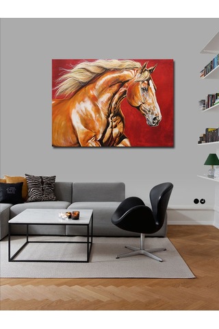 Kanvas Tablo Altın Atın Gücü 100cmx140cm