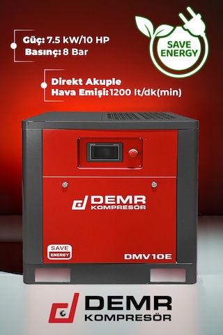 Demr Kompresör DMV10E 10HP İnvertörlü Vidalı Hava Kompresörü