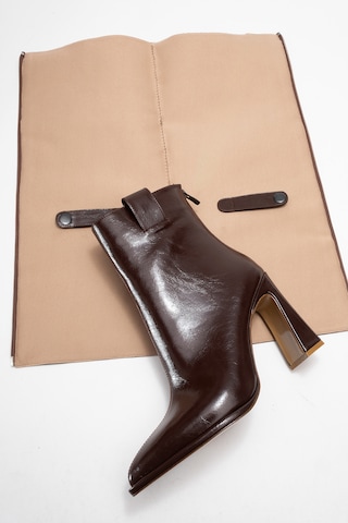 Aja Kahverengi Kadın Kalın Topuklu Çizme Olabilen Bot Kahve