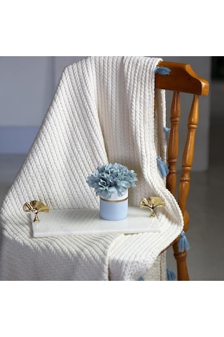 Akayev Mermer Beyaz 30X15 CM Altın Ginkgo Sunum Tabağı