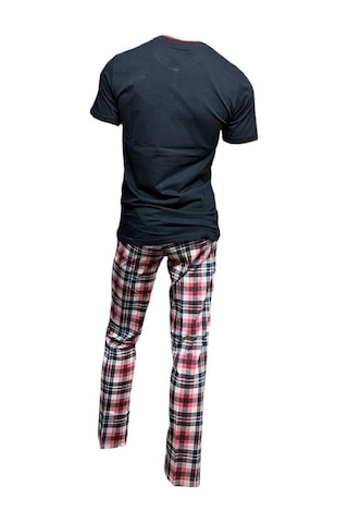 Mod Collection %100 Pamuk Ekose Kareli Erkek Pijama Takım-Lacivert-S Lacivert