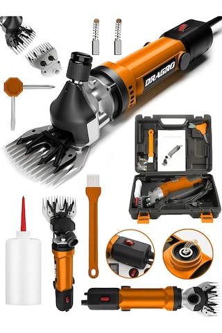 Dragro Alman Drg-4200w Devir Ayarli Bakir Sargili Çelik Şanzuman Koyun Keçi Kirkma Makinesi -turuncu