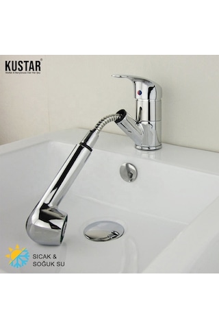 Kustar Berber Aç Kapa Spiral Hortumlu Lavabo Bataryası 150 CM