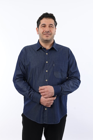 Tousus Büyük Beden Lacivert Kot Erkek Gömlek Btl-3030-tss