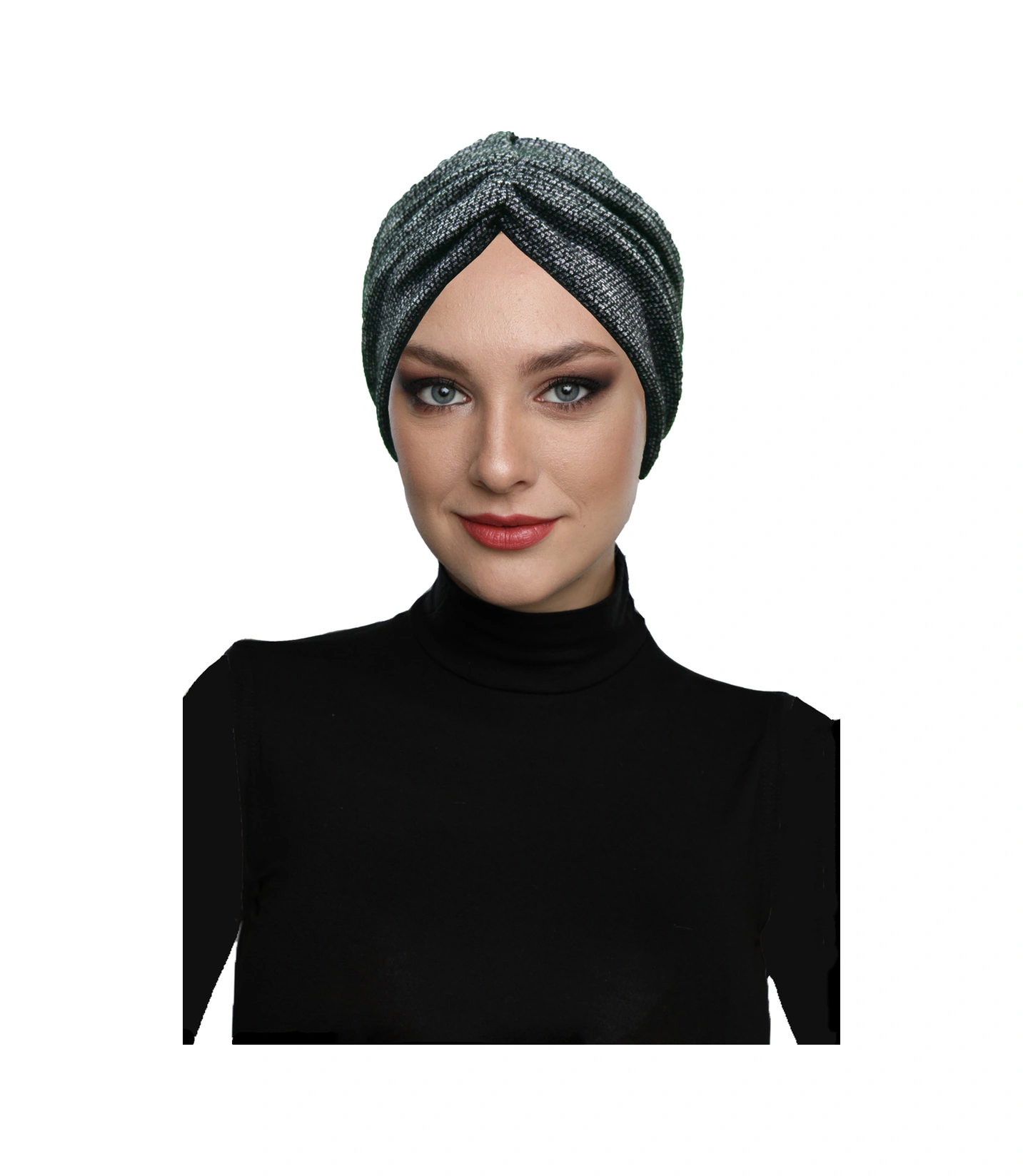 Kırçıllı Desenli Drapeli Siyah Çift Taraflı Hazır Türban Tesettür Bone Siyah