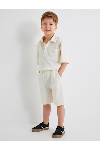 Koton Basic Polo Yaka Tişört Kısa Kollu Tek Cepli Ekru 4skb10689tk Ekru