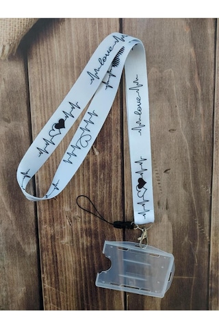 Ekg Love Beyaz Kart Askısı Yaka Kartı Boyun Askı İpi Telefon Askısı Yatay Dikey Kart Koruyucu