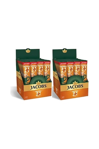 Jacobs 3'ü 1 Arada  Karışım Kahve 80 Adet 40'lı Kutu x 2