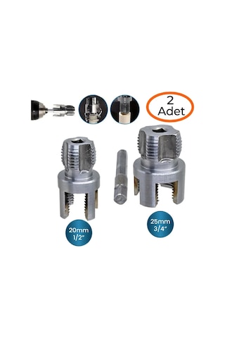 2 Li Set İç Dış Plastik Boru Diş Açma Seti 1/2 Ve 3/4 İnç Pvc Boru Pafta Klavuz 20mm 25mm Pprc