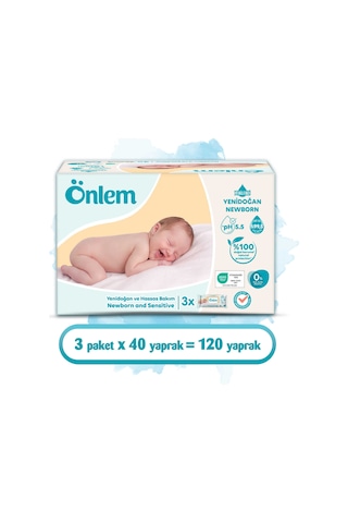 Önlem Yenidoğan Hassas Bakım Islak Havlu Mendil 40x3 120 Yaprak Islak Mendil
