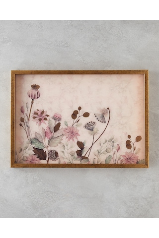 English Home Flowery Dekoratif Tepsi 30x42 Cm Krem
