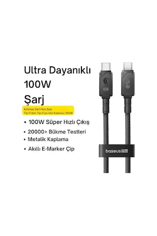 Baseus 11P10355800111 1 MT 100 W Hızlı Type-c To Type Şarj Kablosu