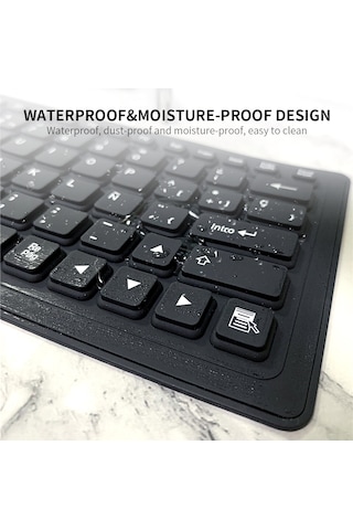 Geeksen 84 Tuşlu Usb Bağlantılı Su Geçirmez Katlanabilir Silikon Klavye - İspanyolca Siyah