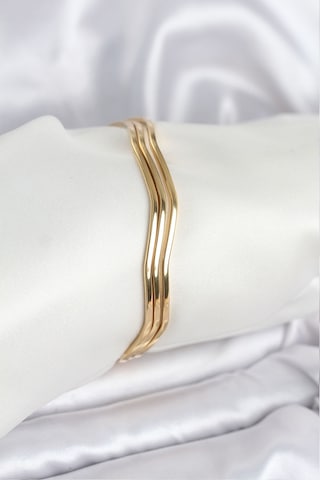 Zarif Bilekler İçin Golden Çelik 65mm Ajda Zikzak 3lü Kadın Bileklik Gri