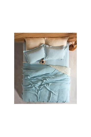 Müslin Pike Tek Kişilik, 100% Pamuk 4 Katlı Kaliteli Müslin Yatak Örtüsü, Dekoratif Şık Yumuşak Hafif Yazlık Pike Açık Mavi, Tek Kişilik 160x220 Cm Açık Indigo