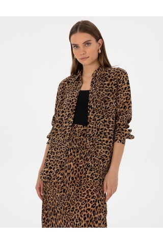 Pierre Cardin Kadın Camel Gömlek Desenli 50313664-vr015 CAMEL